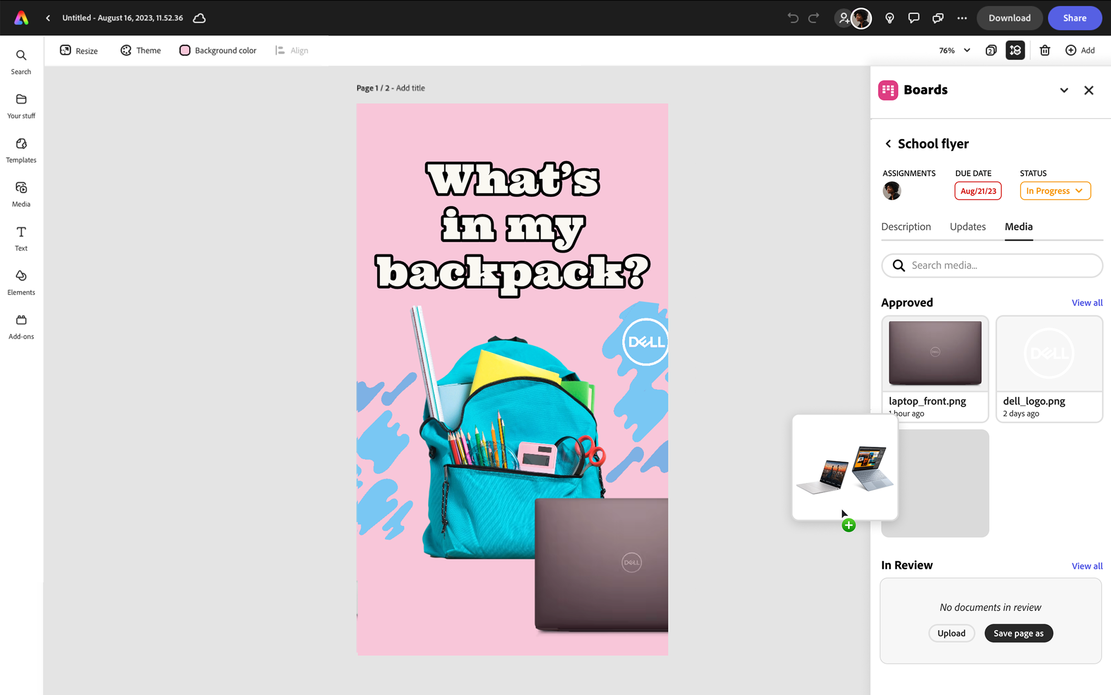 Workfront plug-in for Adobe Express